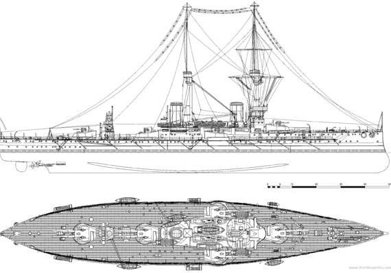 HMS Bellerophon [Battleship] (1909) - drawings, dimensions, pictures